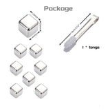 6 Grid Steel Ice Cubes With Clip, Quick Frozen Iced Square Chilling Stone, Reusable Chilling Ice Cubes, Rust-proof Ice Tartar, Multipurpose Kitchen Ice Cube With Tong