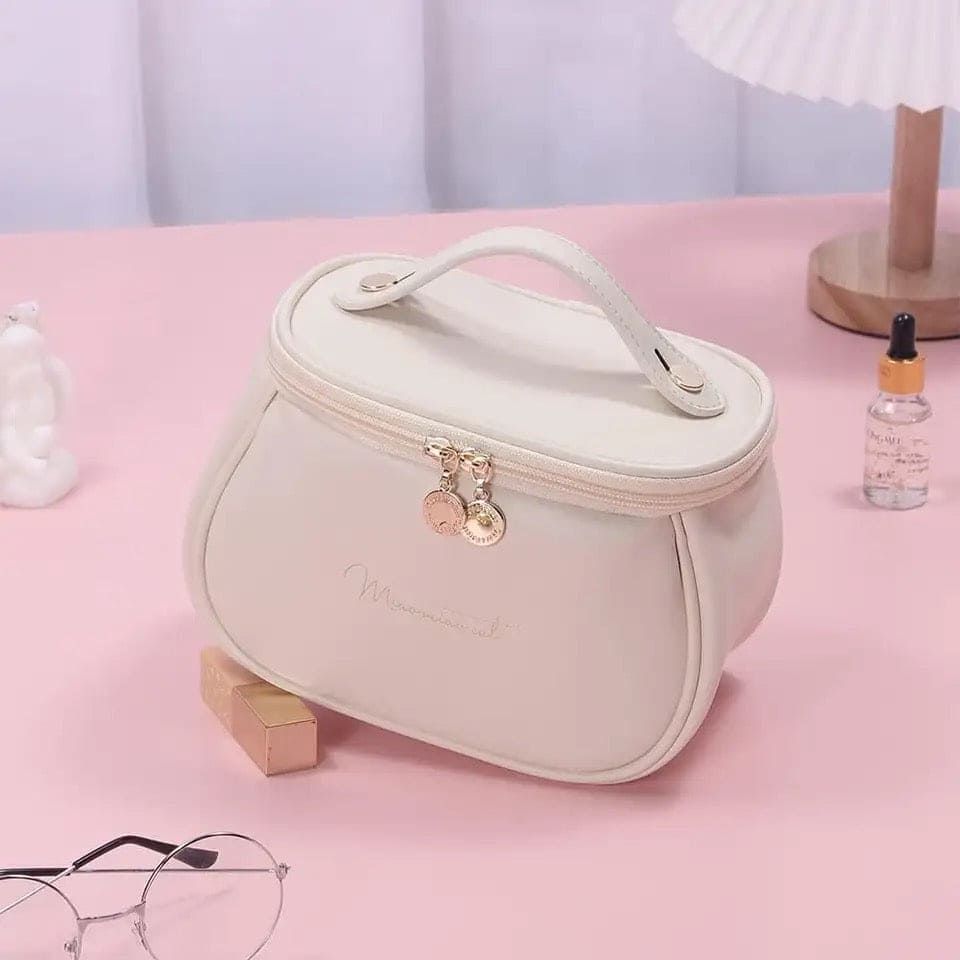 Premium Cosmetic Case, Cute PU Makeup Bag For Women, Waterproof Travel Make Up Pouch, Large Capacity Portable Cosmetic Case, Multifunctional Toiletry Bag, Makeup Storage Bags with Handle and Divider, Cosmetic Makeup Bag for Women Girls