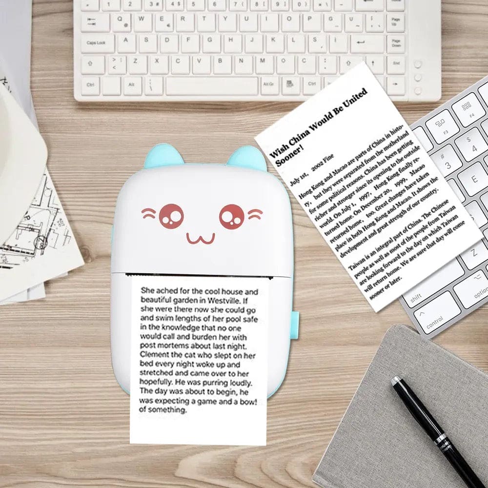 Meow Pocket Printer, Mini Bluetooth Photo Printer, Pocket Printer With Thermal Paper Roll, Wireless Mini Printer For Memo Receipt Label Notes, Thermal Printer Compatible with Android or iOS APP, Smart Thermal Inkless Printer
