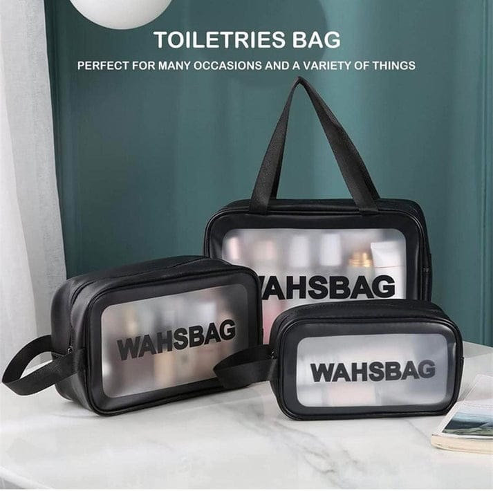 Transparent Waterproof PVC Travel Cosmetic Washbag Set – 3-Pack