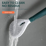 Soap Dispensing Toilet Brush With Holder, Silicone Long Handled Cleaning Brush, Wc Toilet Brushes Bathroom Accessories, Silicon Wall Hanging Toilet Brush With Bracket