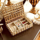 Cab Lock Crystal Jewellery Box, Portable Rectangular Crystal Jewellery Organizer, Desk Topper Decor Jewellery Display Case, Crystal Hollow Jewellery Holder, Nordic Personalized Jewellery Box