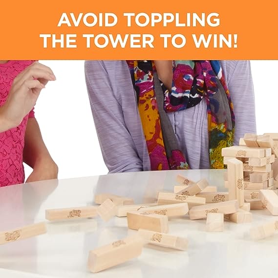 Mini Jenga Wood Block Game, Stacking Tumbling Tower Kids Game, Wood Block Tower Game for Kids and Adults