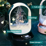 Christmas Tree Drawer Jewellery Organizer,  3 Layer Rotating Jewelry Tower, Tree Antler Shape Ring Earring Necklace Display Container, Multilayer Transparent Rotary Jewelry Box, Moon Light Exquisite Jewellery Necklace Rack