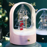 Christmas Tree Drawer Jewellery Organizer,  3 Layer Rotating Jewelry Tower, Tree Antler Shape Ring Earring Necklace Display Container, Multilayer Transparent Rotary Jewelry Box, Moon Light Exquisite Jewellery Necklace Rack