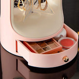 Christmas Tree Drawer Jewellery Organizer,  3 Layer Rotating Jewelry Tower, Tree Antler Shape Ring Earring Necklace Display Container, Multilayer Transparent Rotary Jewelry Box, Moon Light Exquisite Jewellery Necklace Rack