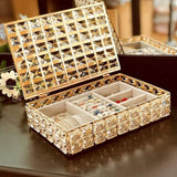Cab Lock Crystal Jewellery Box, Portable Rectangular Crystal Jewellery Organizer, Desk Topper Decor Jewellery Display Case, Crystal Hollow Jewellery Holder, Nordic Personalized Jewellery Box