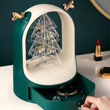 Christmas Tree Drawer Jewellery Organizer,  3 Layer Rotating Jewelry Tower, Tree Antler Shape Ring Earring Necklace Display Container, Multilayer Transparent Rotary Jewelry Box, Moon Light Exquisite Jewellery Necklace Rack
