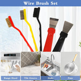 Kitchen Stove Cleaning Kit, Long Handle Kitchen Dirt Removing Tools, Oil Stain Removal, Multifunctional Dead End Cleaning Brush, Kitchen Copper Wire Brush Spatula for Kitchen, Bathroom