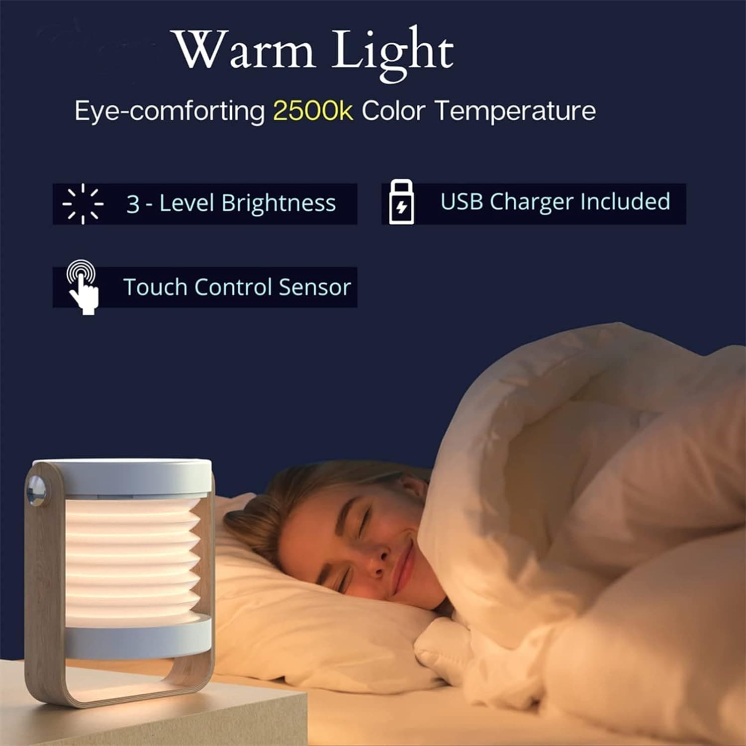 4 In 1 Foldable Table Lamp, Touch Dimmable LED Portable Lantern Light, Rechargeable Camping Lantern Night Light, Wooden Handle Telescopic Lantern Light, Touch Control Dimmable 3 Level Night Light