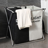 2/3 Grid Laundry Basket With Stand, Foldable Dirty Clothes Storage Hamper, Waterproof Home Laundry Basket, X Shape Foldable Dirty Laundry Basket, Collapsible Laundry Storage Organizer, Oxford Fabric Clothes Laundry Bag