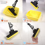 Foamic Sponge Squeezy Mop, Double Roller Sponge Foam Mop, Telescopic Folding Type Mop, Floor Cleaning Squeeze Mop, Telescopic Handle Squeegee Absorber Sponge, Home Floor Kitchen Living Room Bathroom Cleaning Tools