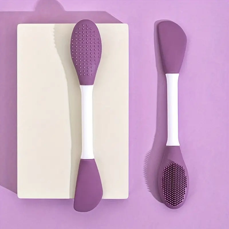 Double Head Silicon Facial Brush, Silicon Facial Massage Cleaning Brush, DIY Mud Film Scraper Facial Care Tool, Face Mask Clay Mask Applicator, Exfoliating Skin Care Home Makeup Tools