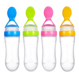 Baby Squeezing Feeding Spoon, Silicone Feeding Bottle Training Spoon, Infant Cereal Food Spoon Infant Cereal Supplement