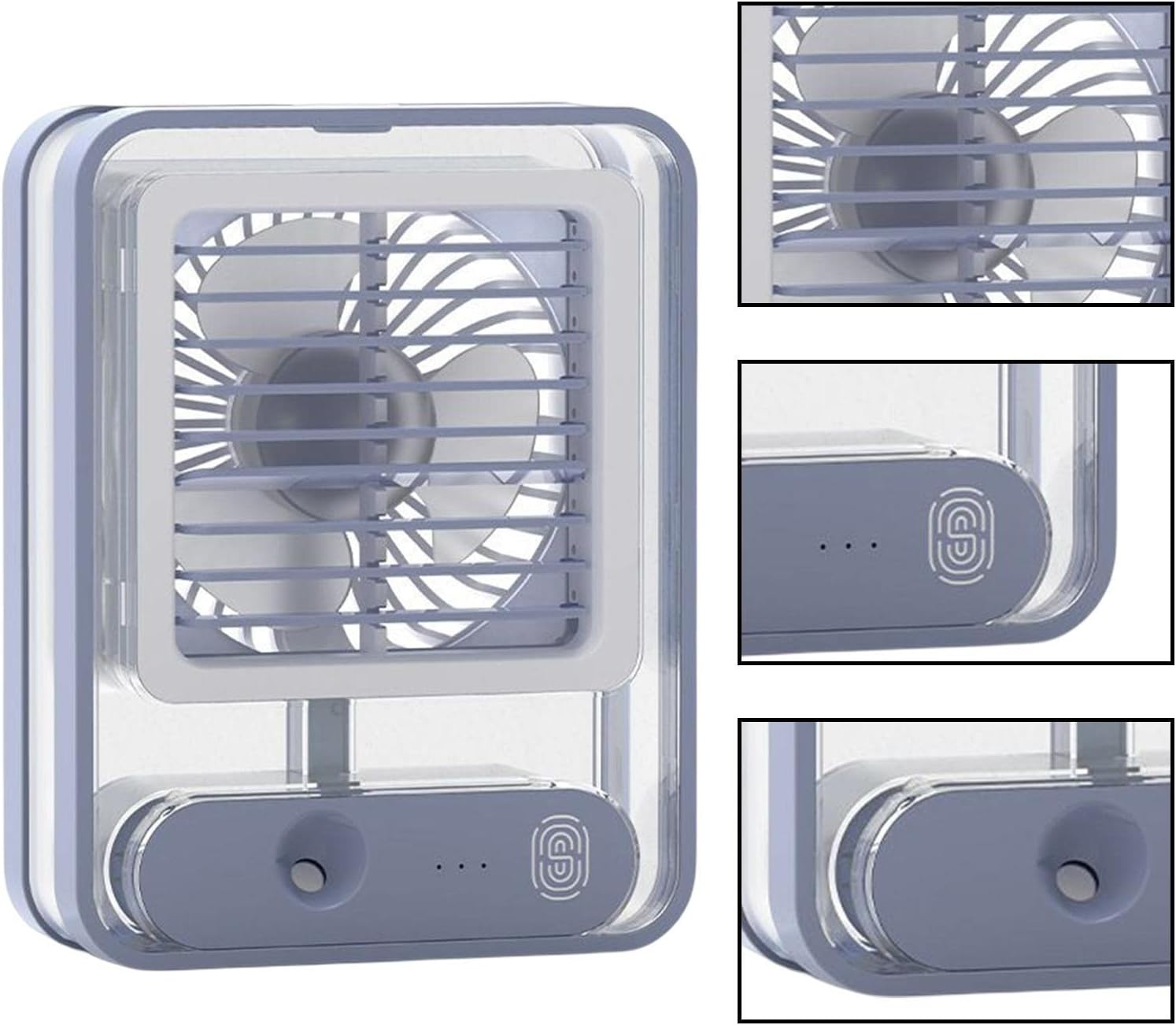 Mini Desktop Air Cooler Fan with Mist Spray & LED Light – Rechargeable USB Cooling Fan