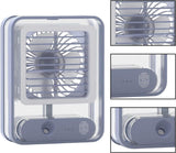 Mini Desktop Air Cooler Fan with Mist Spray & LED Light – Rechargeable USB Cooling Fan