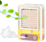 Mini Desktop Air Cooler Fan with Mist Spray & LED Light – Rechargeable USB Cooling Fan