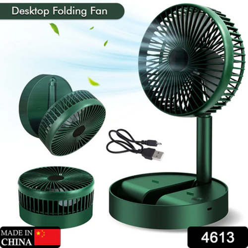 Foldable Table Fan with Adjustable Height & Phone Holder - Rechargeable Desktop Fan