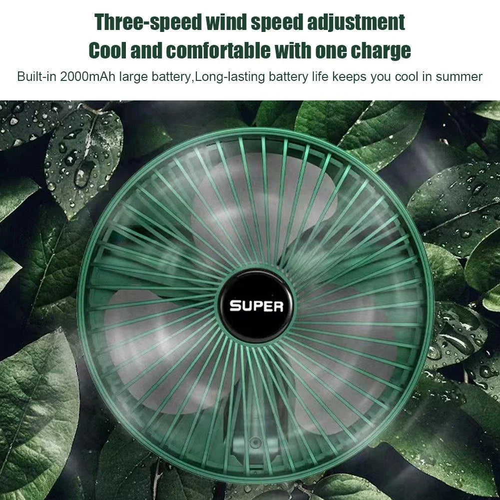Foldable Table Fan with Adjustable Height & Phone Holder - Rechargeable Desktop Fan