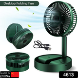 Foldable Table Fan with Adjustable Height & Phone Holder - Rechargeable Desktop Fan