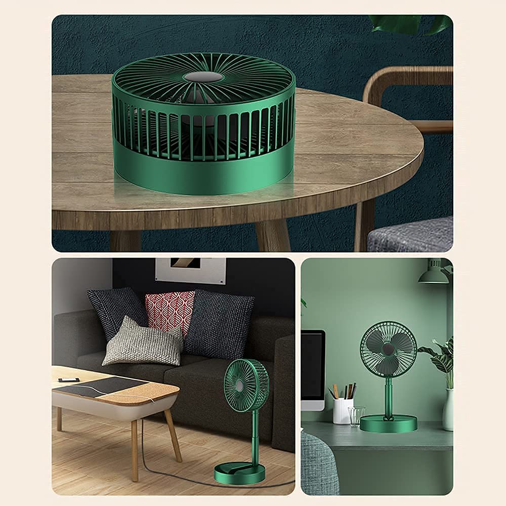 Foldable Table Fan with Adjustable Height & Phone Holder - Rechargeable Desktop Fan