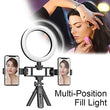 Multi Position Ring Light, Dual Mobile Clip Ring Light, Live Broadcasting Bracket Fill Selfie Ring Light with Tripod Stand, Phone Clamp Fill Lights Supplies, Stabilizer Clip Phone Bracket
