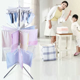 3 Tier Horse Drying Rack, Collapsible Clothes Drying Rack, Foldable Standing Laundry Stand, 360 Rotatable Tripod Airer For Clothes, Stainless Steel Frame Clothing Drying Rack, Balcony Laundry Hanger Organizer,  Indoor Outdoor Garment Aire Stand