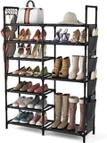 Multifunctional Storage Organizer, Standing Shoe Tower Racks, Cupboard Space Saving Shoe Stand, 7 Tier Shoe Rack for Entryway, Metal Shoe Organizer for Entryway Closet, Stackable Shoe Boots Storage Cabinet With Hooks