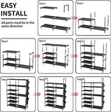 Multifunctional Storage Organizer, Standing Shoe Tower Racks, Cupboard Space Saving Shoe Stand, 7 Tier Shoe Rack for Entryway, Metal Shoe Organizer for Entryway Closet, Stackable Shoe Boots Storage Cabinet With Hooks
