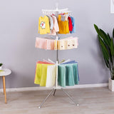 3 Tier Horse Drying Rack, Collapsible Clothes Drying Rack, Foldable Standing Laundry Stand, 360 Rotatable Tripod Airer For Clothes, Stainless Steel Frame Clothing Drying Rack, Balcony Laundry Hanger Organizer,  Indoor Outdoor Garment Aire Stand