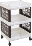 Multifunctional Trolley Cart, Floor Standing Plastic Storage Shelf, Kitchen Bathrooms Bathroom Storage Rack, Multilayer Plastic Floor Storage Rack with Wheels, Portable Sturdy Bathroom Kitchen Organizer