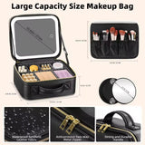 Large Capacity LED Makeup Bag with Mirror – Portable Cosmetic Organizer Case