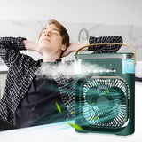 Humidifier Cooling Fan, Personal USB Air Cooler Fan, Mini Air Freshener Cooling Fan, Water Mist Humidification Fan, 3 In 1 Portable Fan Air Conditioner, Desktop Electric Fan Air Cooler, 7 Colors LED Light Humidifier, USB Powered Mini AC