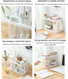 Plastic Desk Shelf, Multifunctional Double Layer Shelve, Multipurpose Kitchen Bathroom Standing Slim Rack, Vertical  Bathroom Countertop Organizer, Countertop Corner Storage Rack