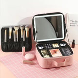 LED Makeup Mirror Handheld Makeup Box – Cosmetic Organizer with Built-in Light Mirror