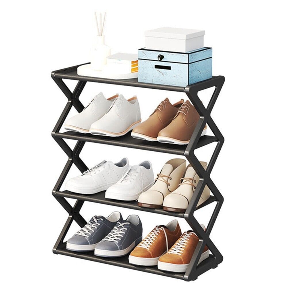 4 Tier Modern X Shoe Rack, Simple Multi Layer Space Saving X-shaped Shoe Rack, Dustproof Storage Shelf Shoes Organizer, Creative Fabric Dustproof Shoe Rack, Multi Layer Shoe Storage Rack For Home
