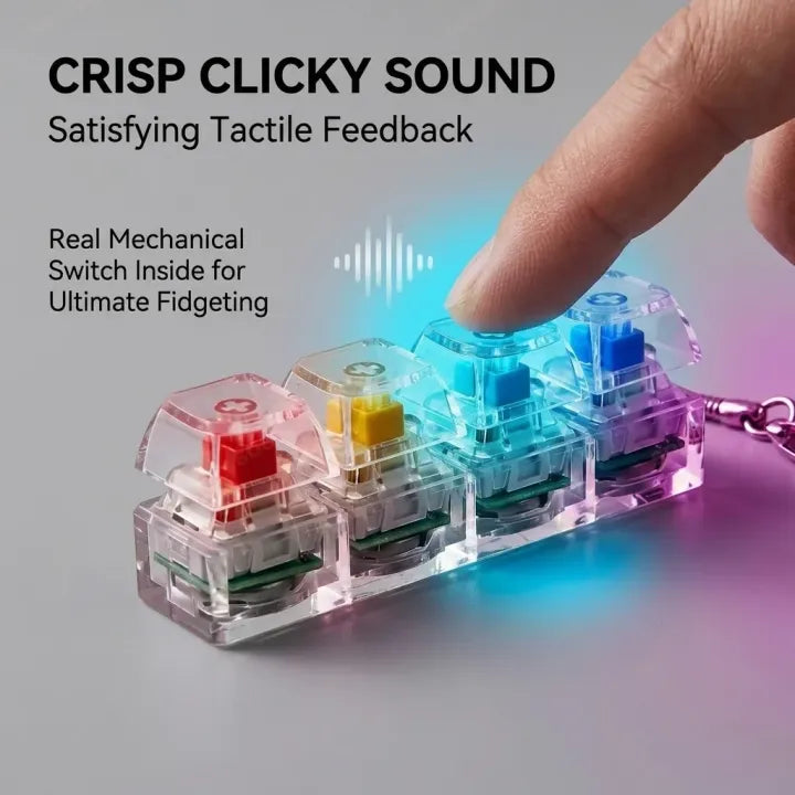 Keyboard Fidget Keychain Toy with Mechanical Switches | Mini Clicker Stress Relief Keychain