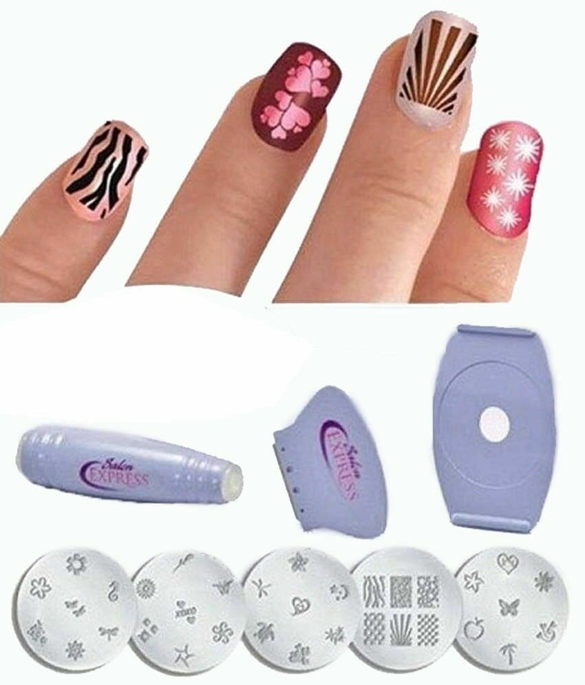 Saloon Express Nail Art Stamping Kit, Professional Nail Polish Art Kit, Decals Nail Paint Stamp