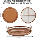 Set Of 2 Pcs Air Fryer Tray, Double Non Stick Crisper Tray, Multifunction Roasting Frying Basket, Heat Resistance Oven Grill Pan Basket, Cooling Grill Pan Plate With Handles