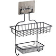 2 Layer Multipurpose Wall Rack, Kitchen Bathroom Corner Shelf Organizer, Bathroom Shower Caddy Basket, Soap Dish Holder Shelf With Hooks, Hanging Shower Caddy Rack, Self Adhesive Storage Organizer