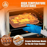 Set Of 2 Pcs Air Fryer Tray, Double Non Stick Crisper Tray, Multifunction Roasting Frying Basket, Heat Resistance Oven Grill Pan Basket, Cooling Grill Pan Plate With Handles