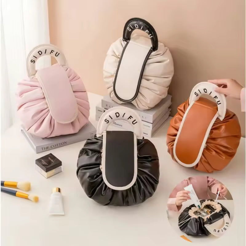 Lazy Makeup Bag with Handle | Drawstring Cosmetic Pouch for Women & Girls