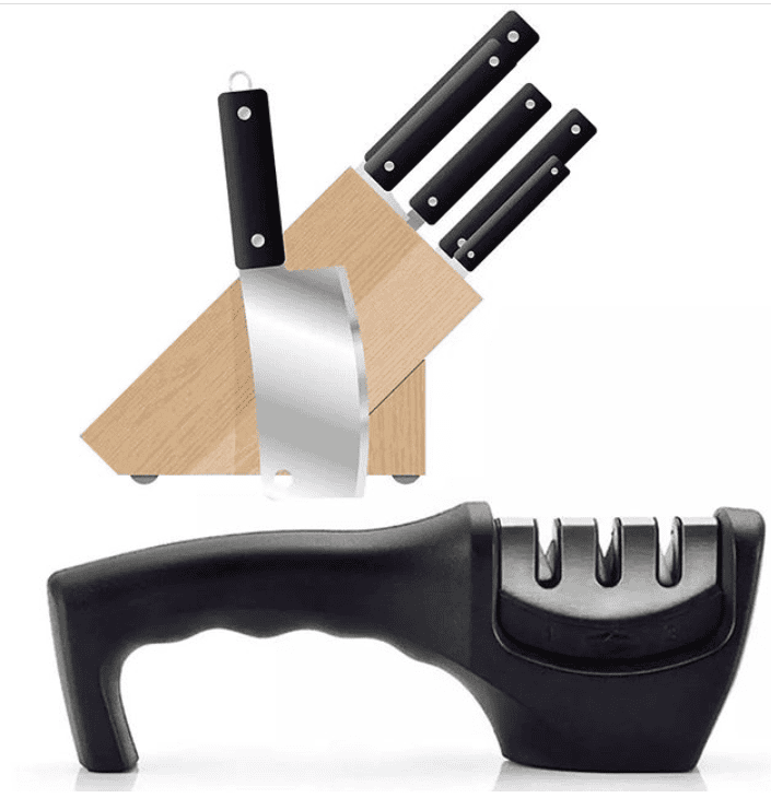Knife Sharpener for Kitchen Knifes, Steel Stage Knife Sharpening Kit, Manual Sharpening Tool