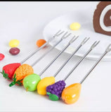 6pcs/Set Snack Cake Dessert Food Fork, Stainless Steel Cute Creative Party Decoration Fruit Fork, Food Picks Forks For Kids