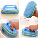 Plastic Cleaning Sponge Brush With Handle, Tile Decontamination Bathtub Cleaning Brush, Handheld Sponge Cleaning Brush, Durable Bathroom Kitchen Tool