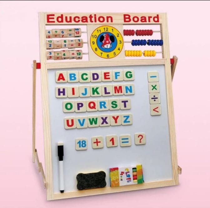 Wooden Montessori Educational Magnetic Blackboard , Multipurpose Educational Learning Board, Double-sided Magnetic Wooden Writing Blackboard