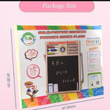 Wooden Montessori Educational Magnetic Blackboard , Multipurpose Educational Learning Board, Double-sided Magnetic Wooden Writing Blackboard