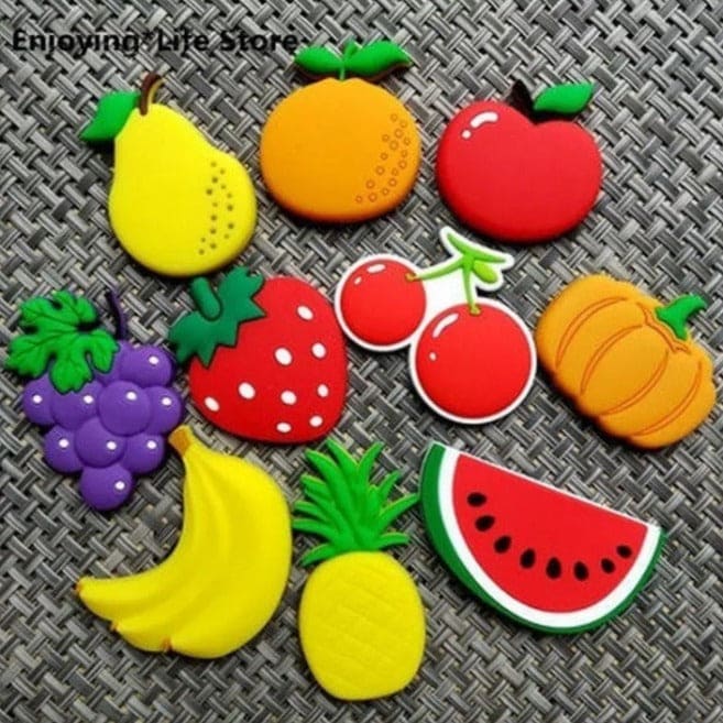 Pack Of 6 Silicone Cute Cartoon Fruits Stereo Fridge Magnets, Funny Fruit Decorative Cute Fridge Magnets, Cute Kitchen Decoration Fruits Magnets