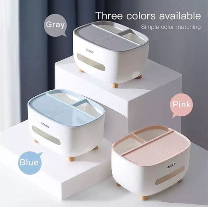 Tissue Box Holder, Multifunction Tissue Box ABS Material Storage Organizer, Desktop Tissue Box With Hidden Mobile Phone Holder, Remote Holder