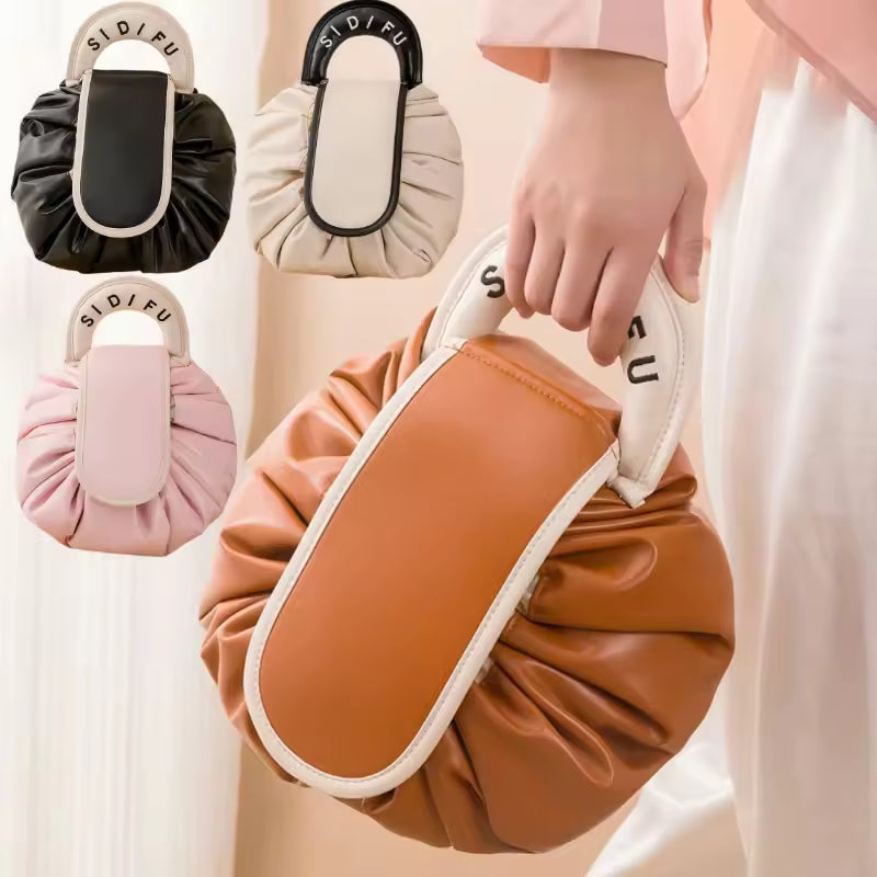 Lazy Makeup Bag with Handle | Drawstring Cosmetic Pouch for Women & Girls